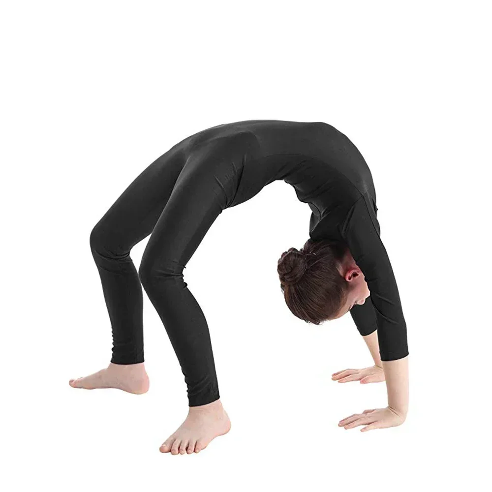 AOYLISEY Bambini Balletto Skate Dance Unitard Ragazze Ginnastica Body completo Body nero a maniche lunghe Tuta per bambini Tuta da indossare