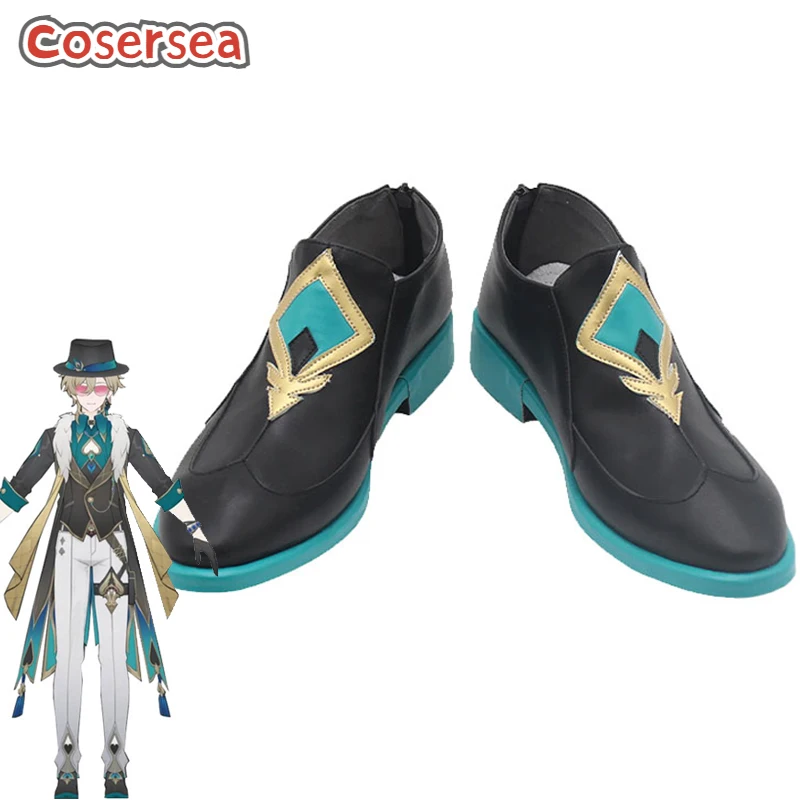 

Cosersea Aventurine Cosplay Shoes Game Honkai: Star Rail Aventurine Flat Heel Shoes Halloween Party Black PU Leather Cos Shoes