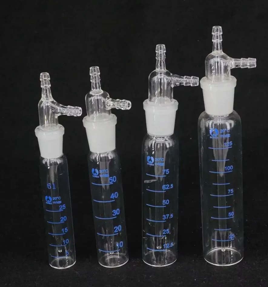 10/25/50/75/100/125/250/275/325/500ml Borosilicate Glass 8mm Gas Sampling Tube Glinsky Absorber Bottle Apparatus Lab