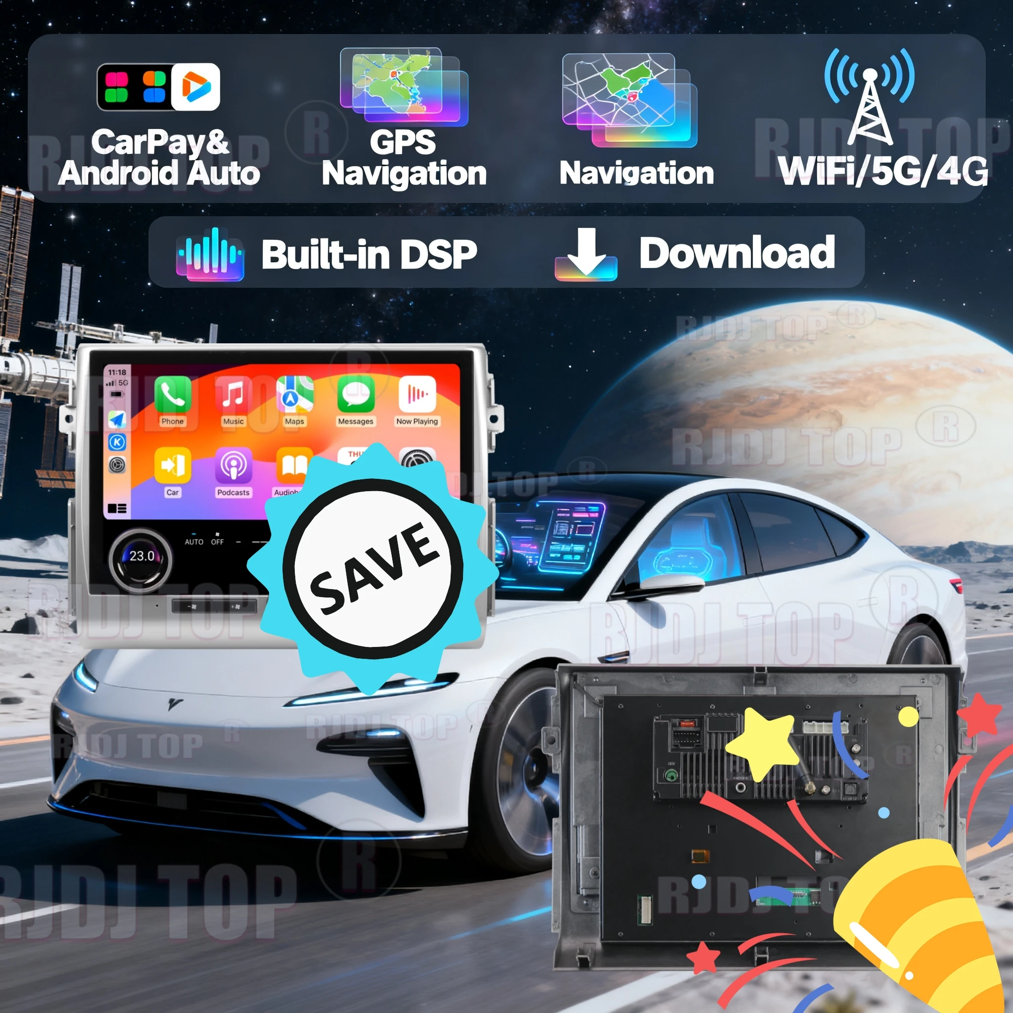13.3inch For Toyota FJ Cruiser 2006-2020 2Din Car Radio GPS Navi Video Player Carplay Android Auto Head Unit Stereo GPS Screen