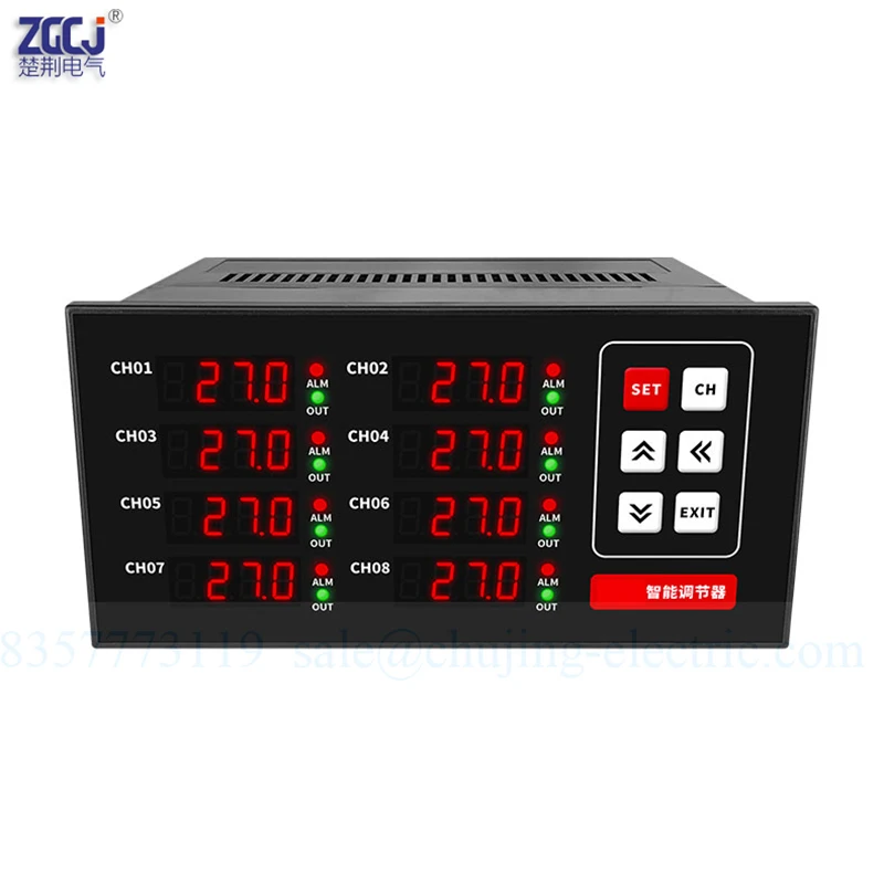 PT1000 8 channels thermostat temperature display meter instrument relay output SSR output RS485 temperature controller