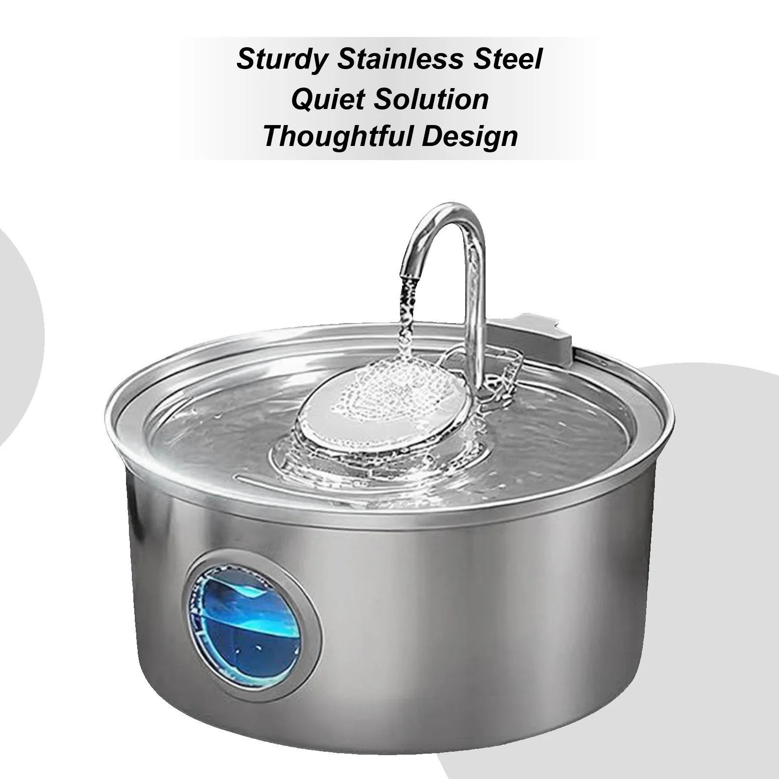 

Фонтаны для кошек для питья 3,2 л, тихий диспенсер для питья из нержавеющей стали, фонтан для домашних животных для квартиры, кухни, игровая зона в помещении