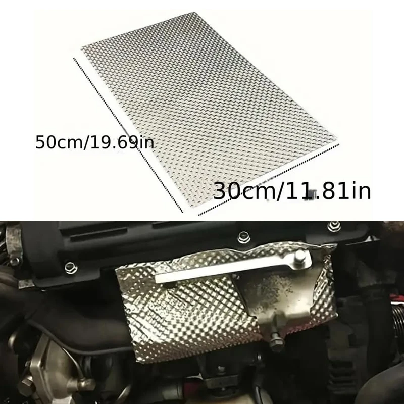 1pc Embossed Aluminum Heat Shield Heat Shield Firewal Floor Pan Fuel Tank Silver Turbo Manifold 300X 500mm Exhausts Electrical