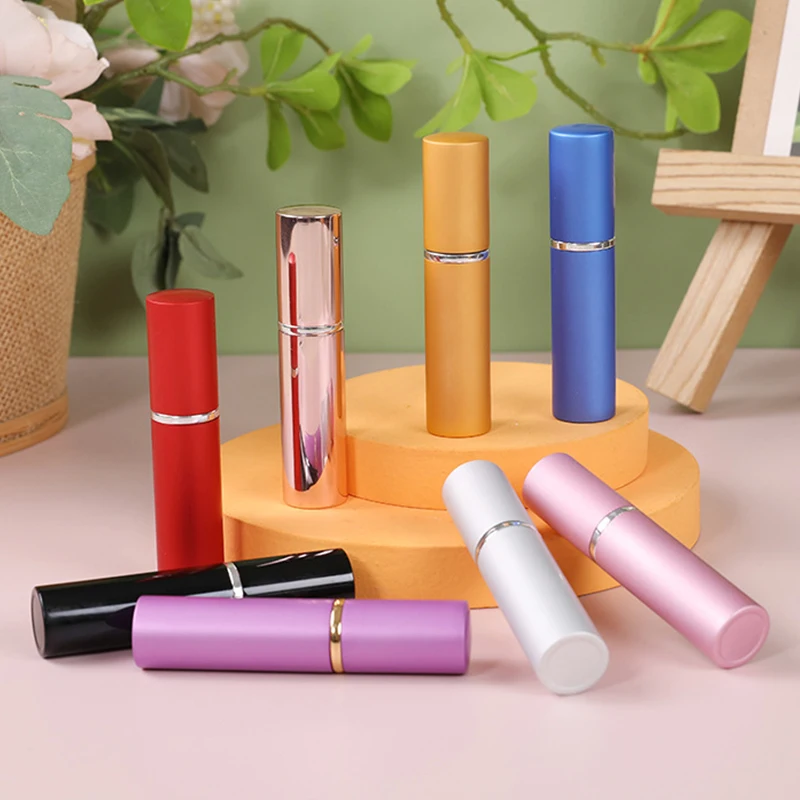 10 pçs 5ml garrafa de perfume de alumínio vazio com funis & dispensador recarregável perfume atomizador portátil viagem spray garrafas