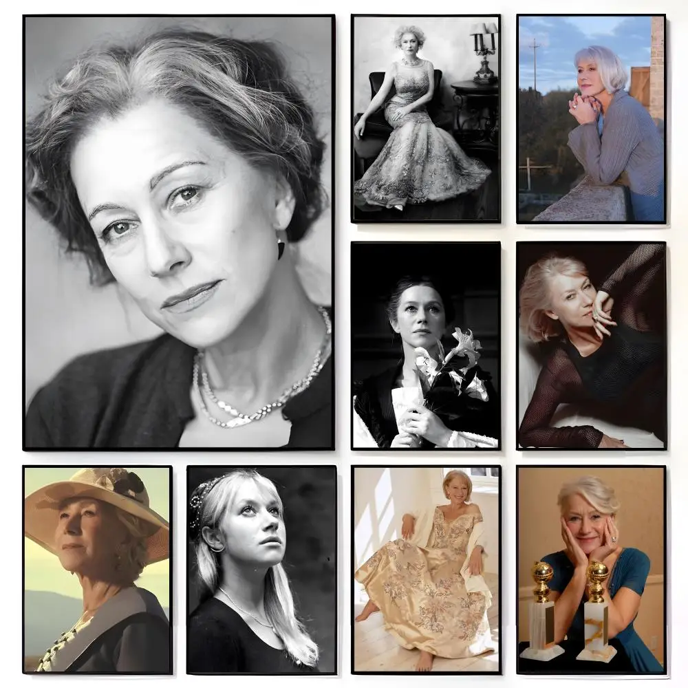 Elegant Commanding H-Helen Mirren Classic Cinema Portrait Style Poster American Film Mural Home Childrens Room Wall Decor Print