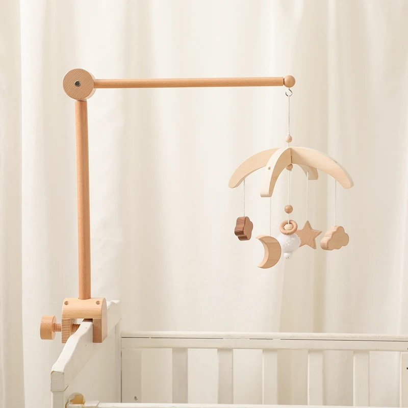 Ensemble de supports en bois pour lit de bébé, Mobile, cloche, Support en arc, Protection des jouets de nouveau-né, hochet, jouets pour bébé