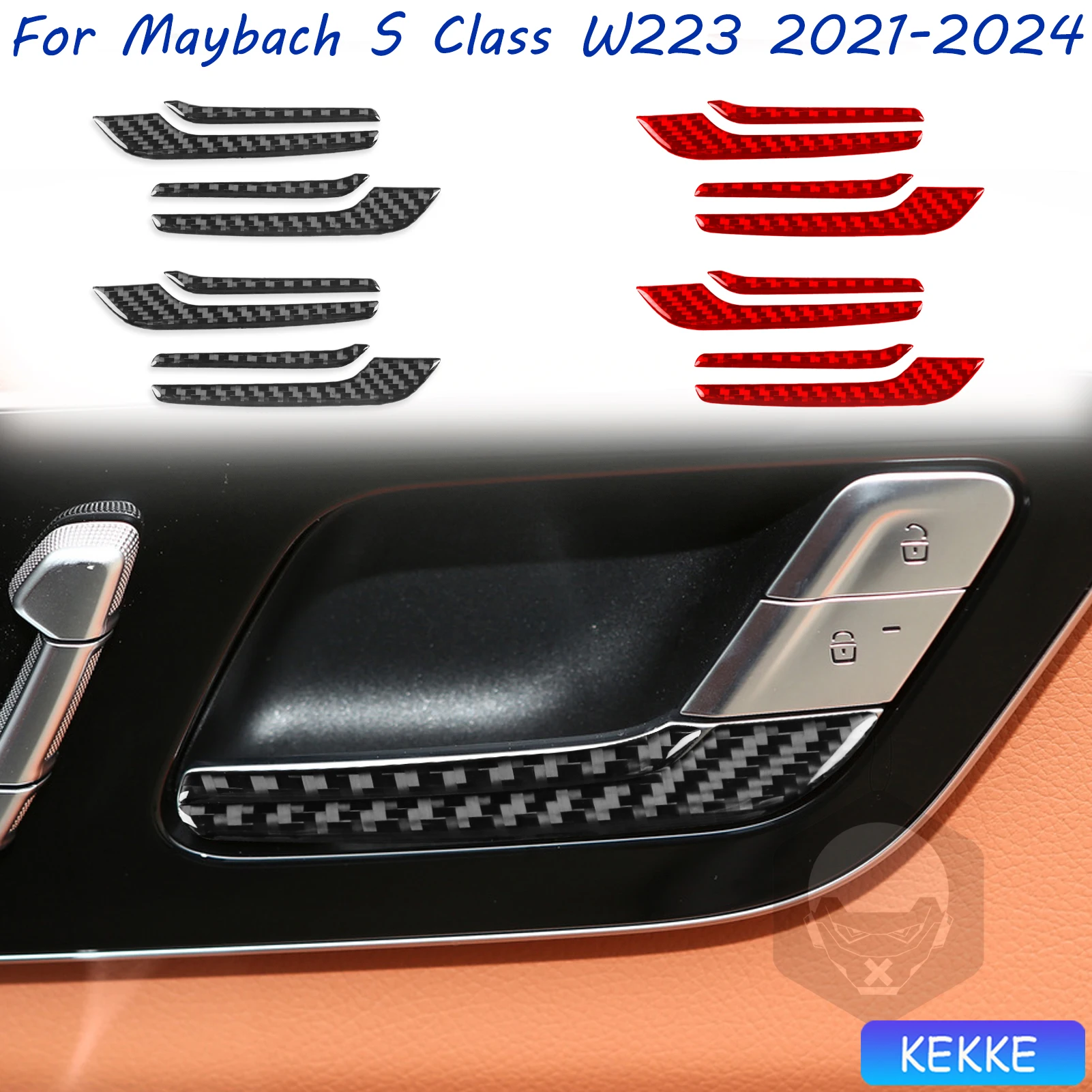 For Mercedes Benz Maybach S Class W223 2021-2024 Inner Door Handle Carbon Fiber Decorative Car Accessory Sticker