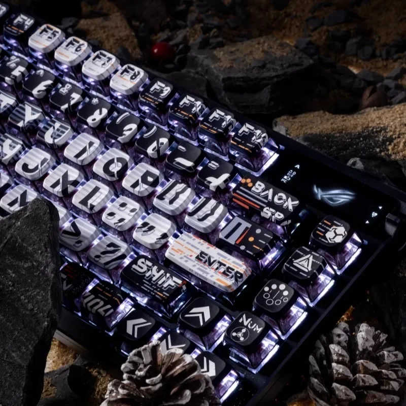 Teclas de teclado mecánico PBT, ASA/Cherry, transmisión de luz de altura, 130 teclas, pudín de sublimación, accesorios para jugadores