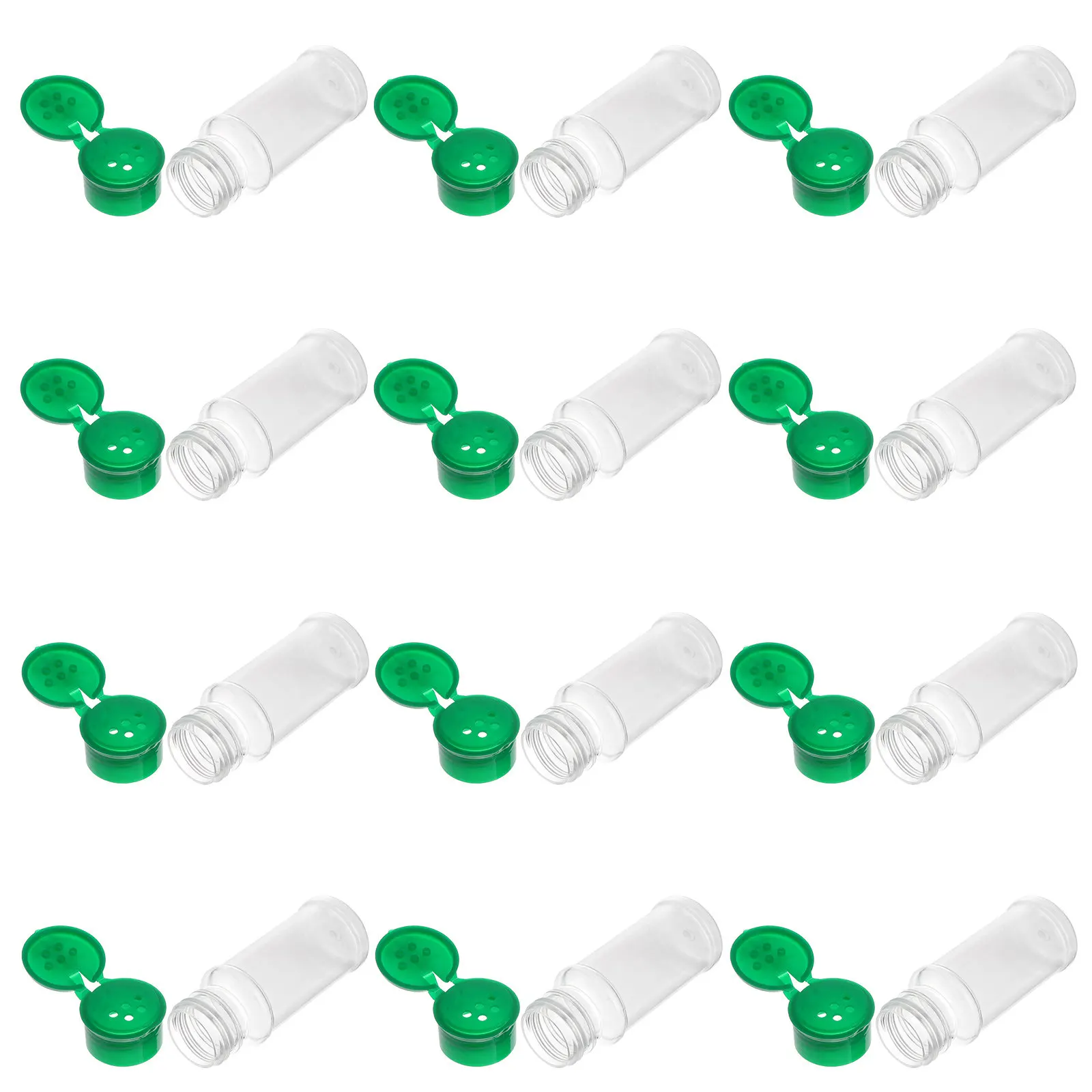 

12Pcs Seasoning Bottle Plastic Spice Jars with Rotating Lid for Salt Pepper Sugar Cocoa Coarse Spices Kitchen Storage Outdoor