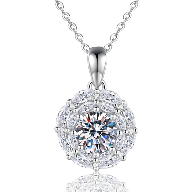 

XL560 Lefei Fashion Luxury Classic Moissanite Color D Eye Rose Flower Necklace For Charm Women 925 Sterling Silver Party Jewelry