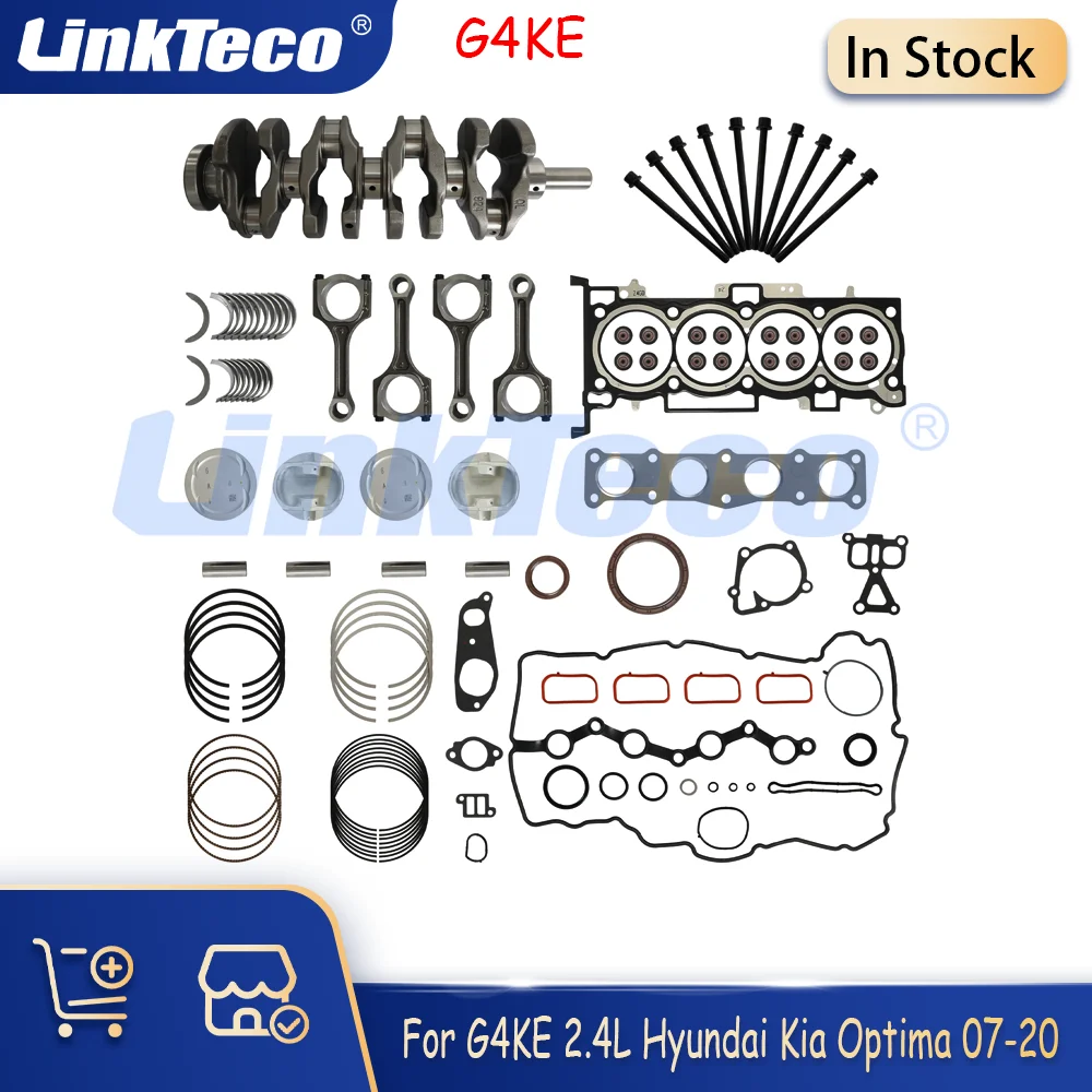 Engine Rebuild Kit Crankshaft Connecting Rod Full Gasket Bolts Set Fit 2.4 L G4KE For 07-20 Hyundai Tucson Santa Fe Kia Sorento