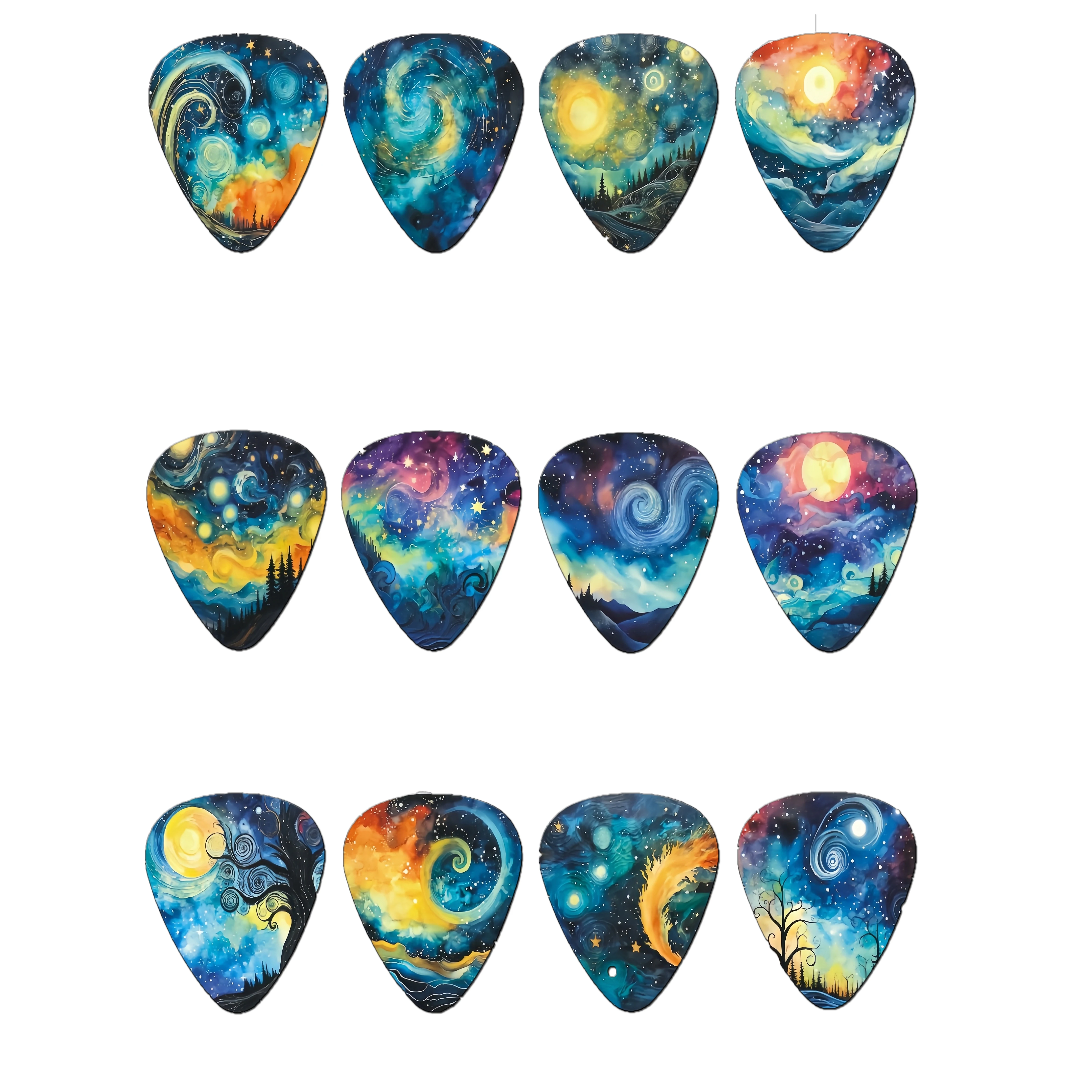 New Guitar Pick Set 12-Piece Unique Pattern Double-Sided Printing Acoustic Guitar Picks Musical Instrument Accessories Pick