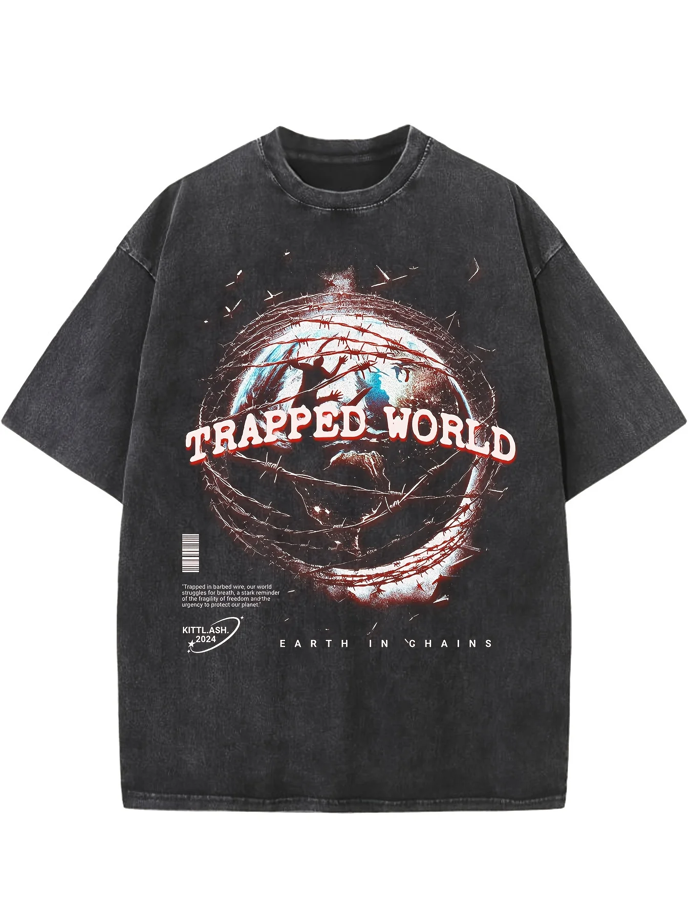 Trapped World Men's Oversized Pure T-Shirt - Gothic 