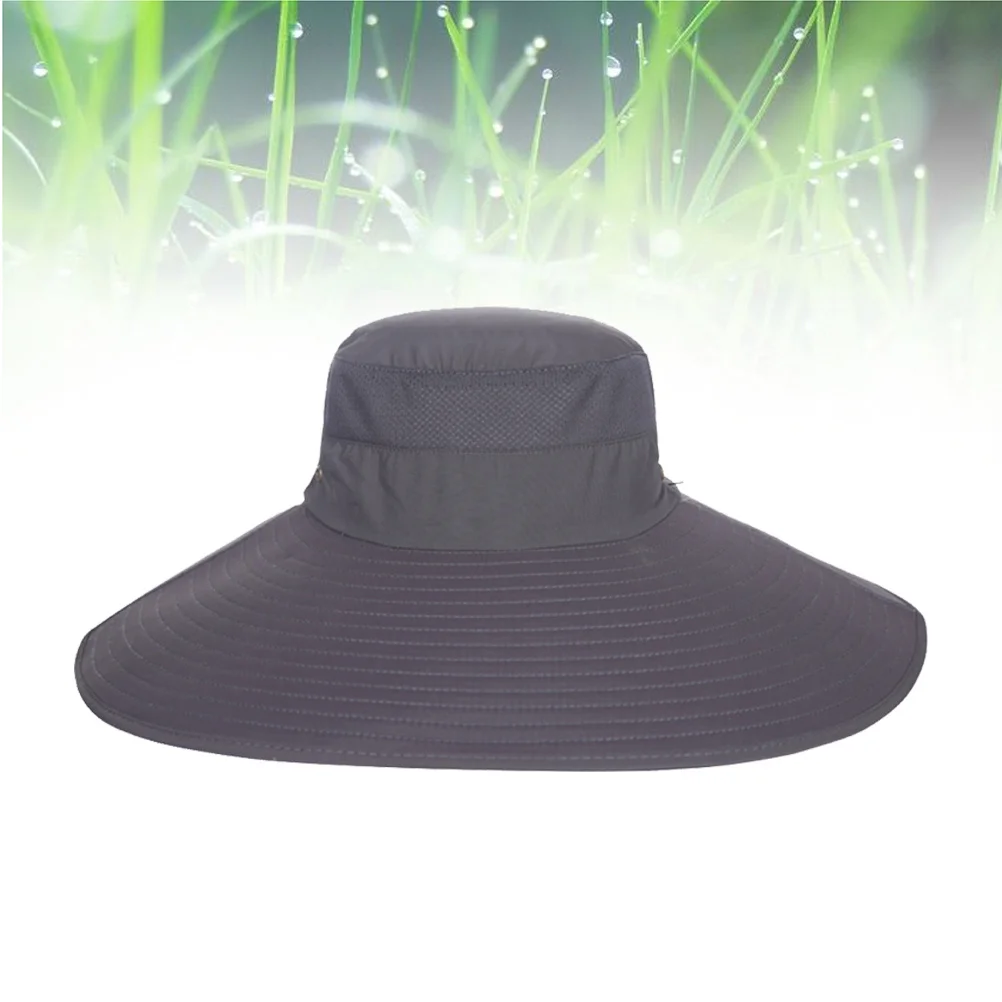 

1pc Men Outdoor Fishing Fishing Hat Cap Uv Protection Wide Brim Lightweight Breathable Adjustable Dark Wide Brim Cap Grey