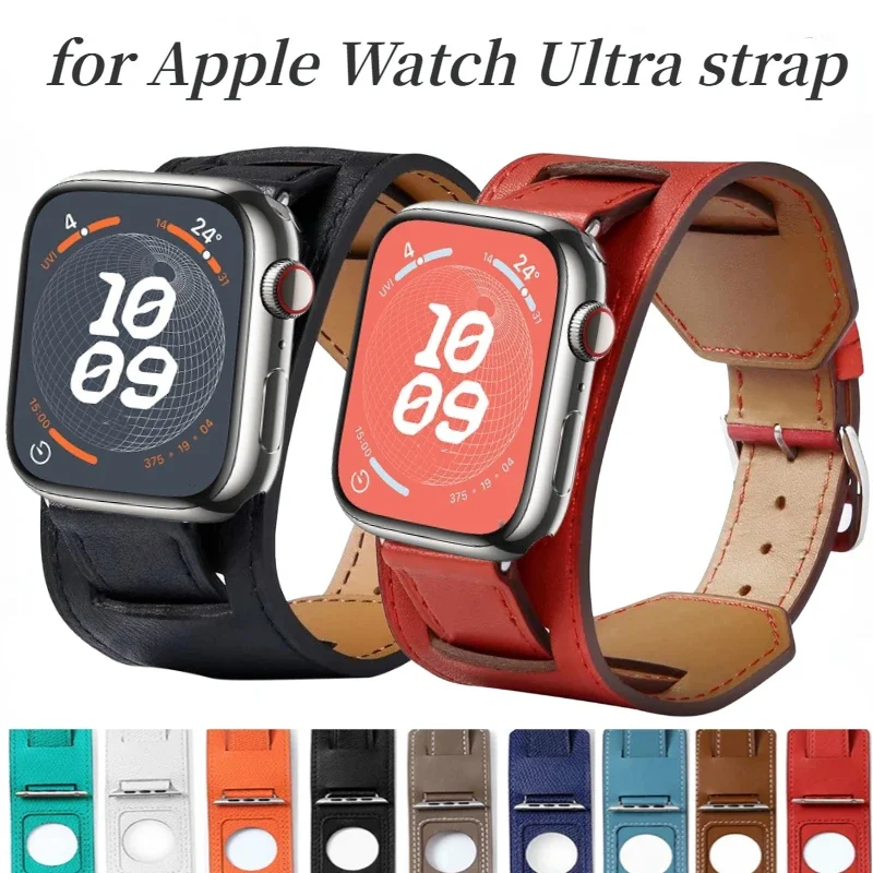 

Leather Strap for Apple Watch Ultra 49mm Bracelet Wristband Belt iWatch 10 9 8 7 6 5 4 SE 45mm 41mm 44mm 40mm 42mm 46mm Correa
