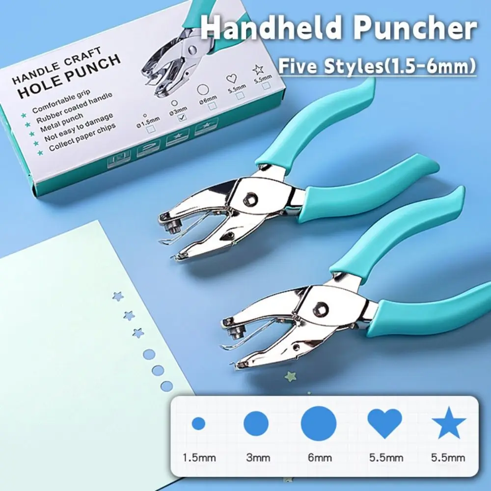 Round/Star/Heart Shape Punching Machine Labor-saving DIY Craft Embosser Single Hole Loose-leaf Binding Tools Hole Puncher