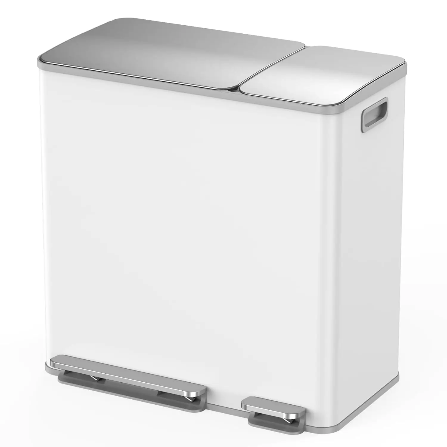 

Double Trash Can Kitchen, 13+5.5 Gallon Stainless Steel Dual Trash and Recycle Bin Combo with Silent Close Lid, Customized