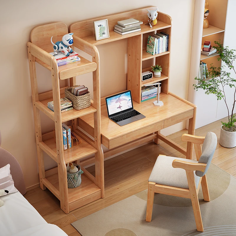 

Solid wood desk bookcase integrated study desk study home writing desk cabinet combination