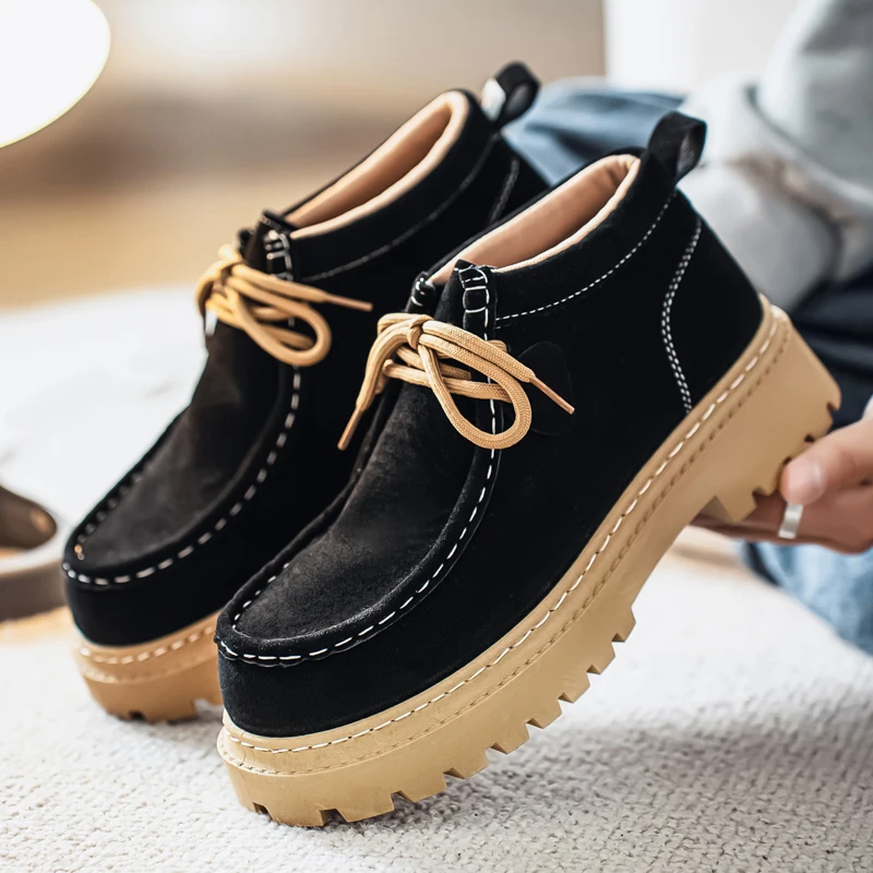 

Autumn & Winter Suede Snail Shoes - High-Top Retro Casual Loafers, Lace-Up Driving Moccasins