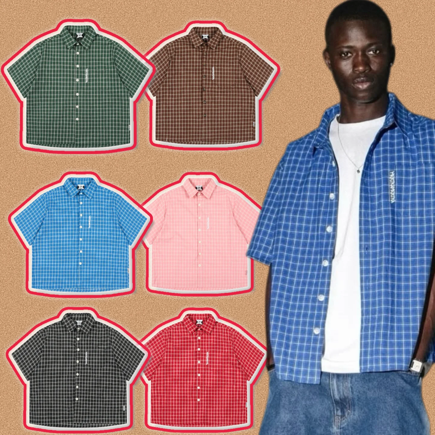 

Модная свободная летняя футболка в стиле ретро, хип-хоп, уличная мода, с принтом в клетку, из смесового хлопка и полиэстера