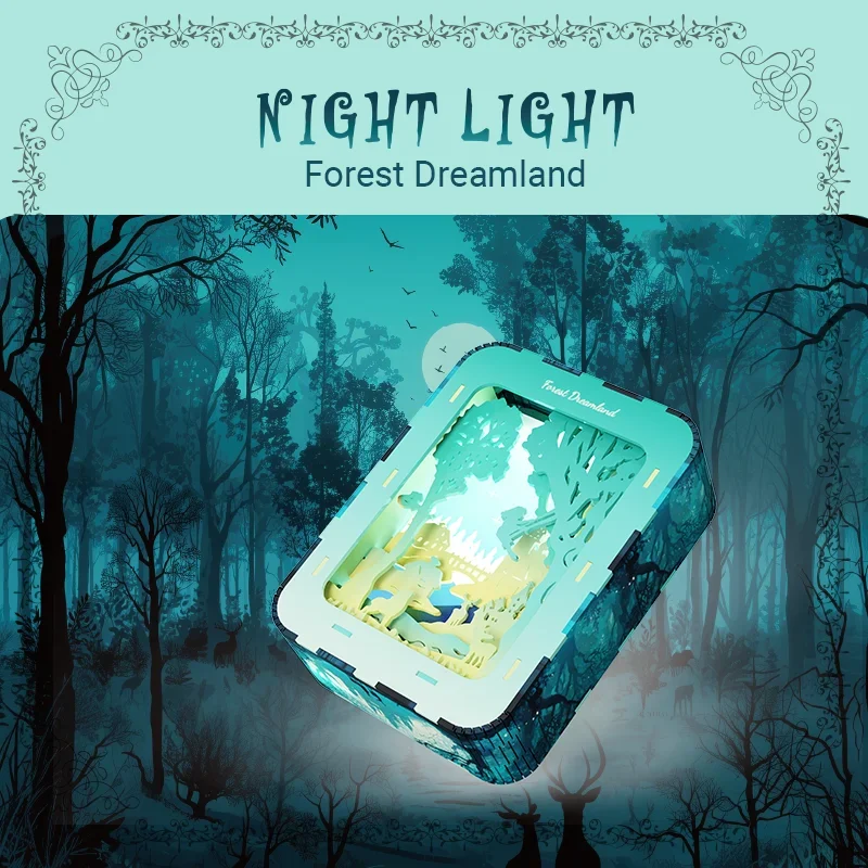 3d floresta dreamland modelo blocos de construção de madeira kit diy montagem tijolos luz da noite decoração desktop haste aprendizagem crianças presente