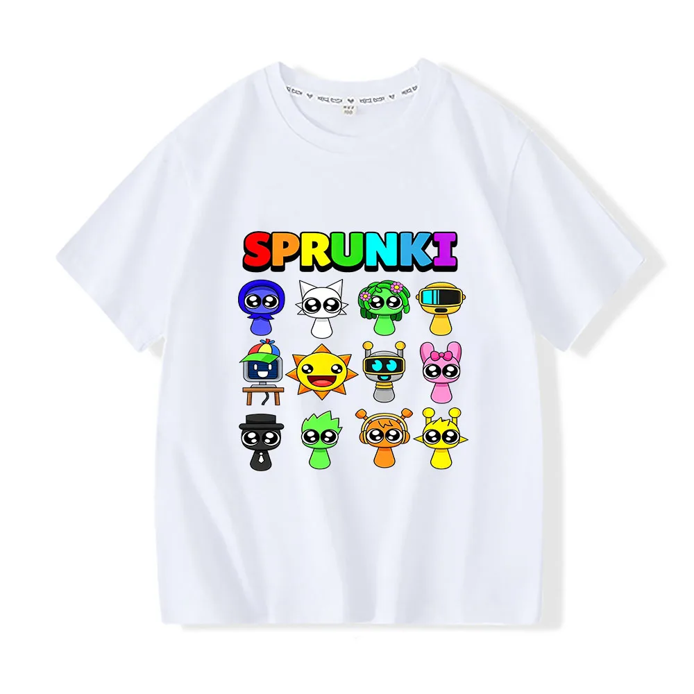 Game Sprunki Children's T-Shirt 100% Cotton Cute Grils Boys Kids Tops Cartoon Print Tees Casual O-Neck Short Sleeve Summer Wear