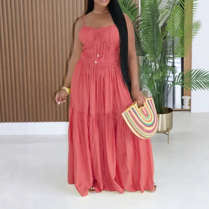 

GUWU Women's Sleeveless Cami Dress Bohemian Tiered Cake Long Dress Summer Casual Beach Maxi Long Dress