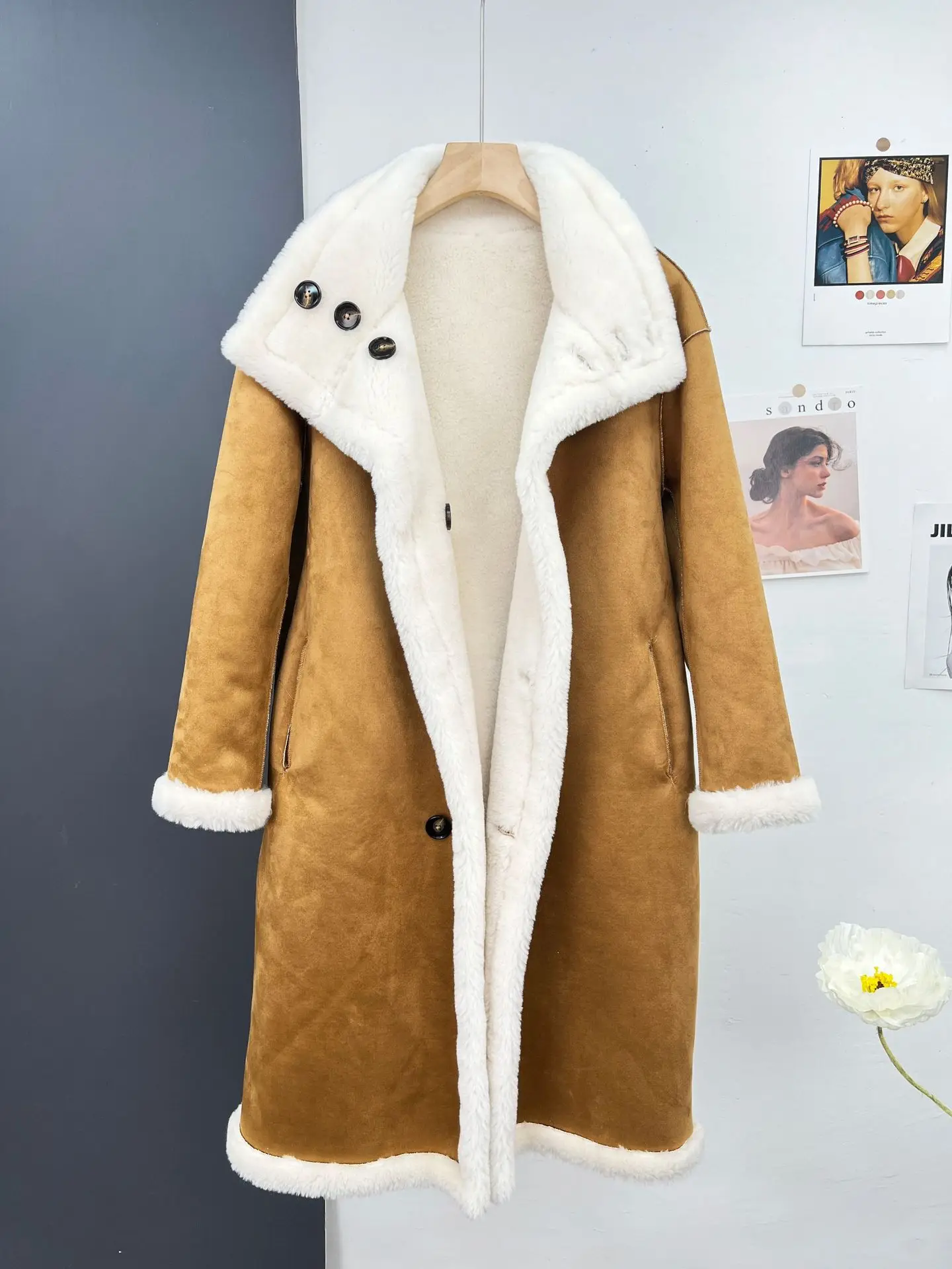 New Fur Coat All Wool Particle Coat Women's Long Two Sides Wear Composite Fur One Piece 2023