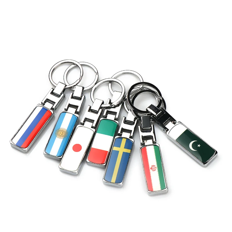Llavero con insignia de bandera nacional en epoxi 3D, llavero para coche, accesorios para automóvil, para España, Rusia, Italia, Alemania, Japón, Francia, Suecia