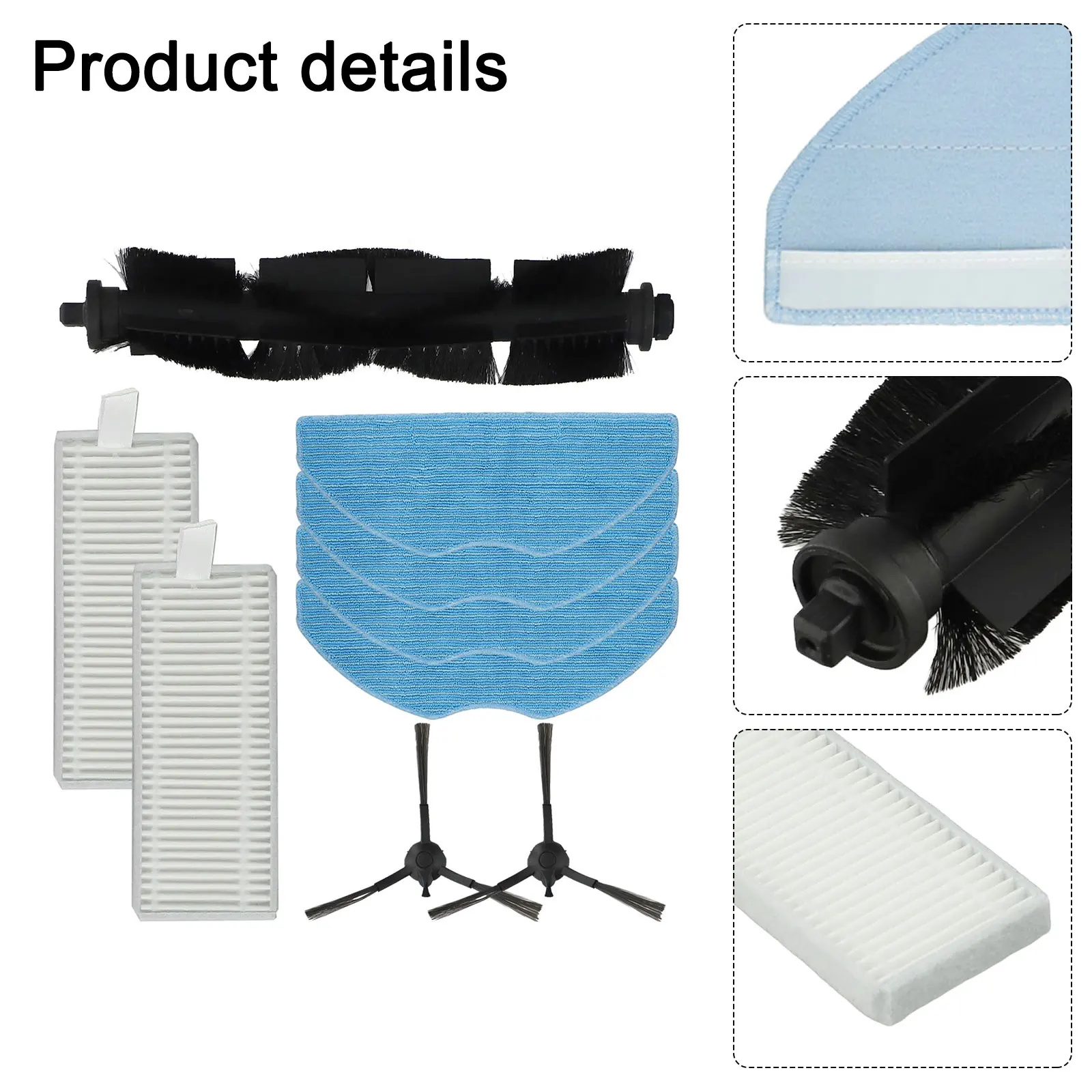 Main Brush with Filters and Mop Cloths for Tapo RVA100 RV10 RV30 Series Vacuum Cleaners Efficient Dust Removal