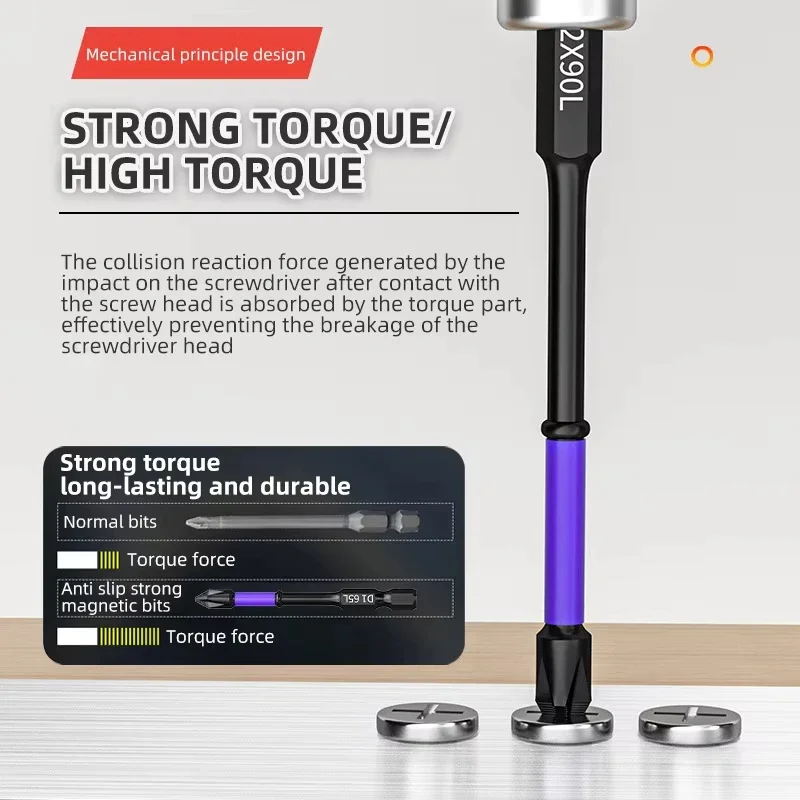 6PC Upgraded High Hardness And Strong Magnetic Bit 25/65/70/90/150mm Non-slip Cross High Hardness Electric Hand Drill Screw Set view 6