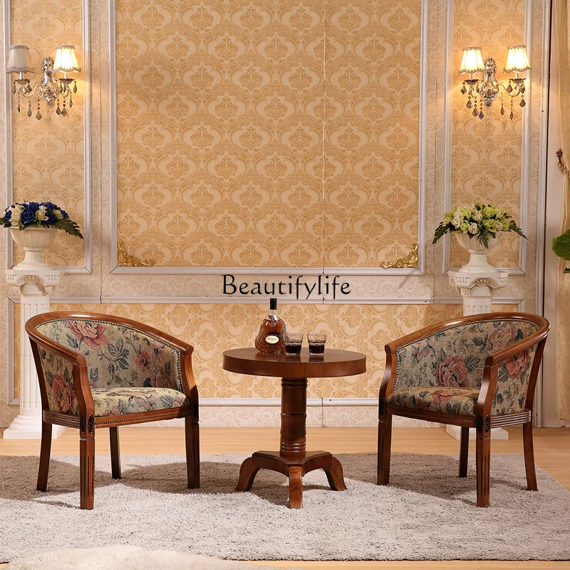 

Solid wood armchair elderly solid wood armchair negotiation table and chair hotel