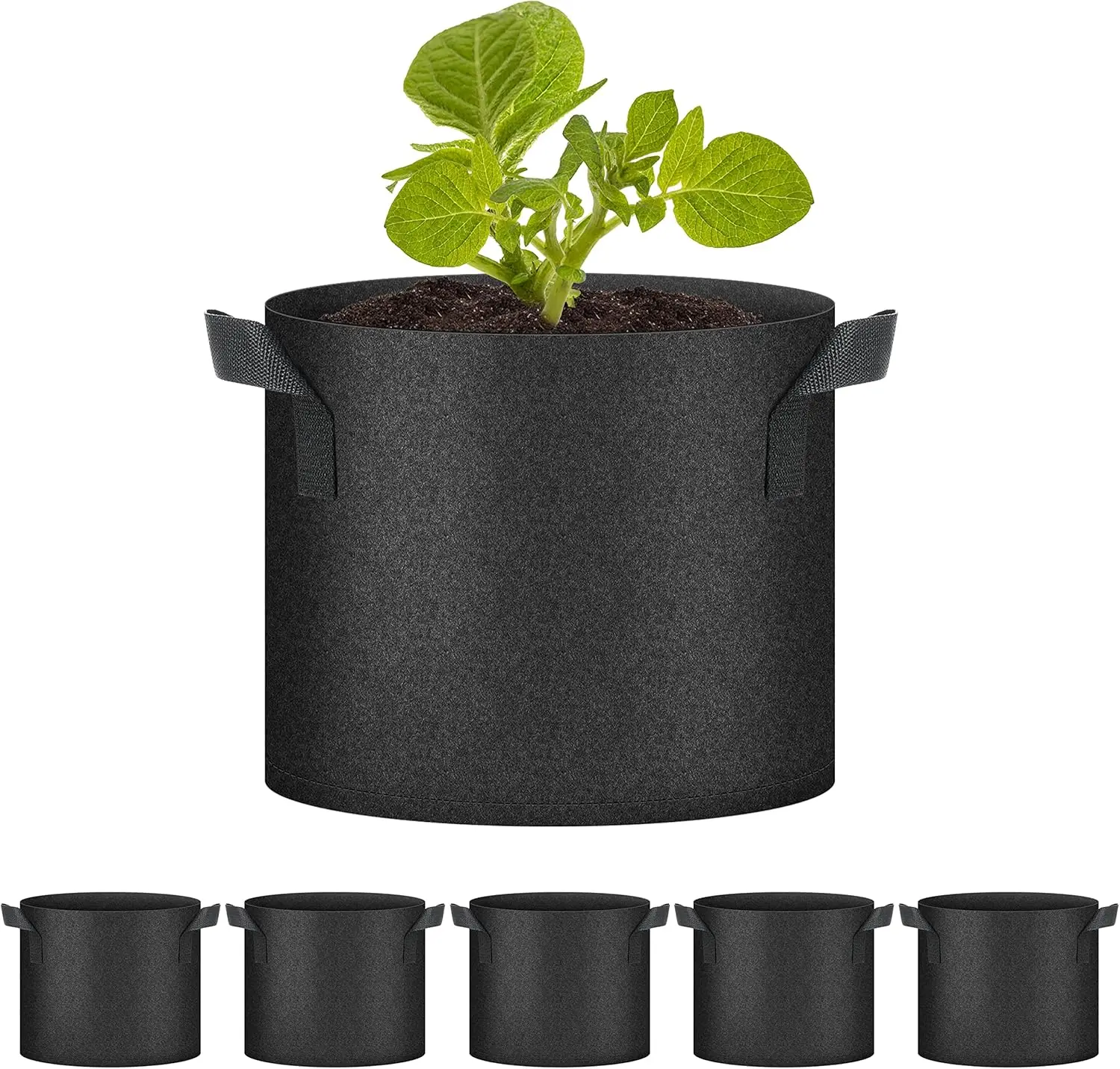 

5/7/10 Gallon Plant Grow Bags Aeration Nonwoven Fabric for Vegetable, Herbs and Flowers