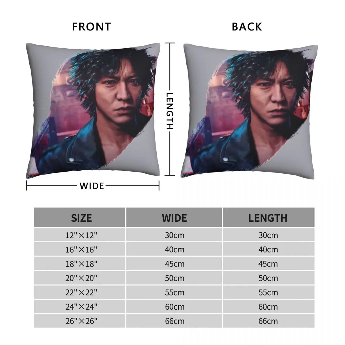 Takayuki Yagami Judgment Square Pillowcase Polyester Linen Velvet Printed Zip Decorative Bed Cushion Cover