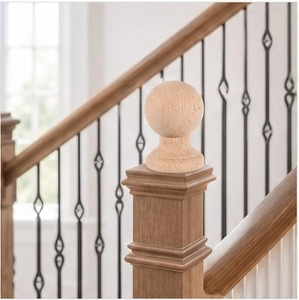 Unfinished Hardwood Ball Finials Solid Wood Decorative Bed Post Staircase Finials DIY Crafts Wooden Home Decor