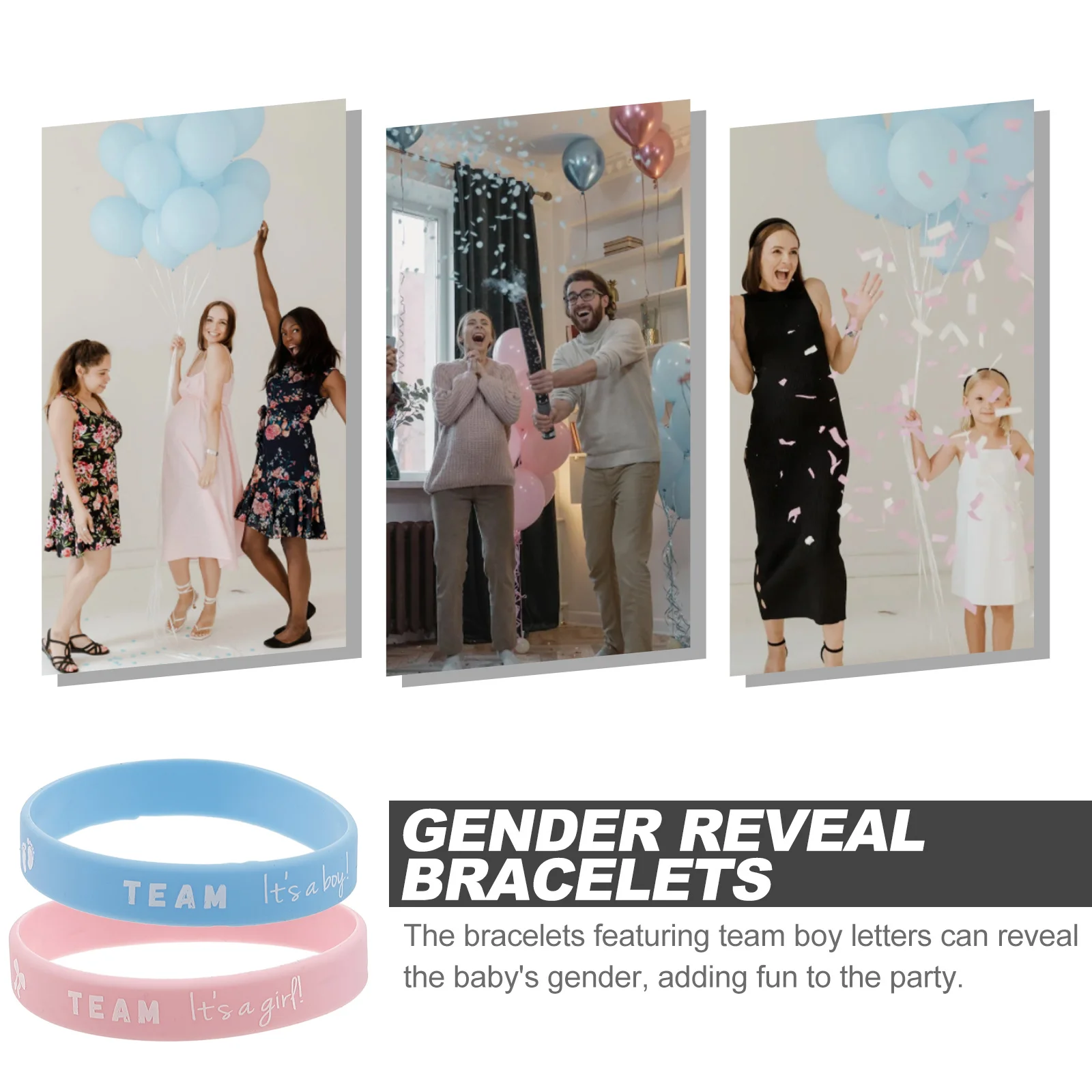 สายรัดข้อมือซิลิโคนแฟชั่น 10 ชิ้น สำหรับงานเฉลยเพศ น้ำหนักเบา กันน้ำ เหมาะสำหรับงานเลี้ยงฉลองทารก