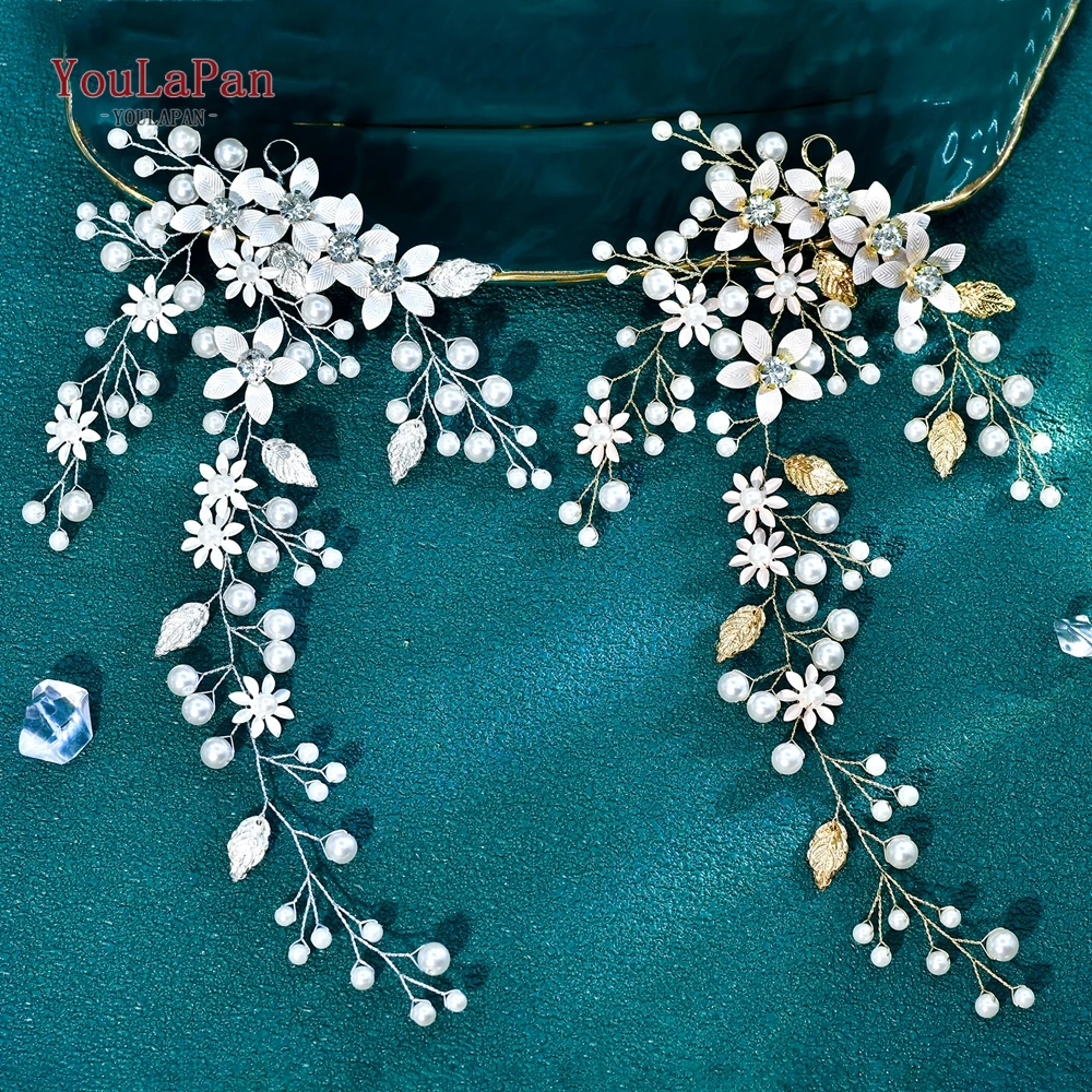 Youlapan casamento noiva bandana elegante pérola liga flor headwear dama de honra artesanal festa jóias de cabelo hp926