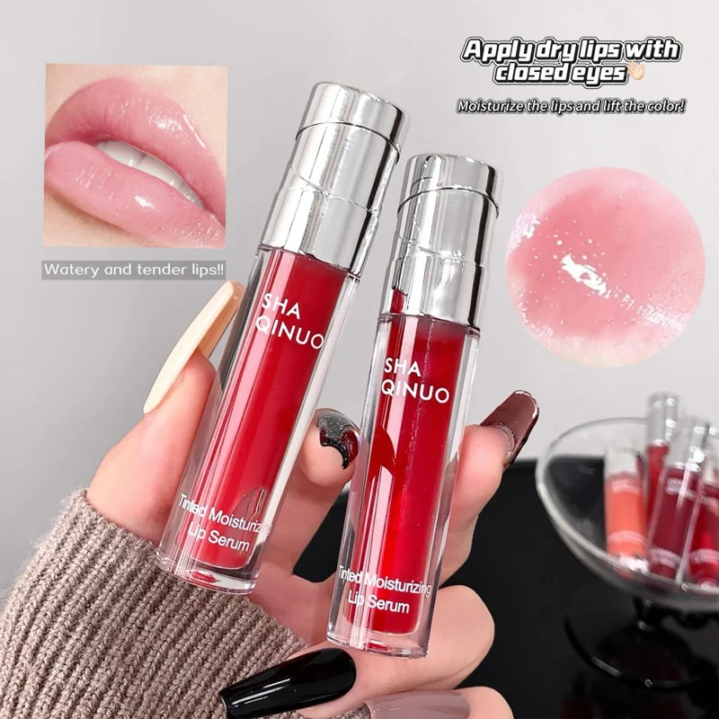 Tinted Moisturizing Lip Serum Lip Care Essence Hydrated Repair Lip Gloss Watery Tender Lips Mirror Jelly Transparent Lips Makeup