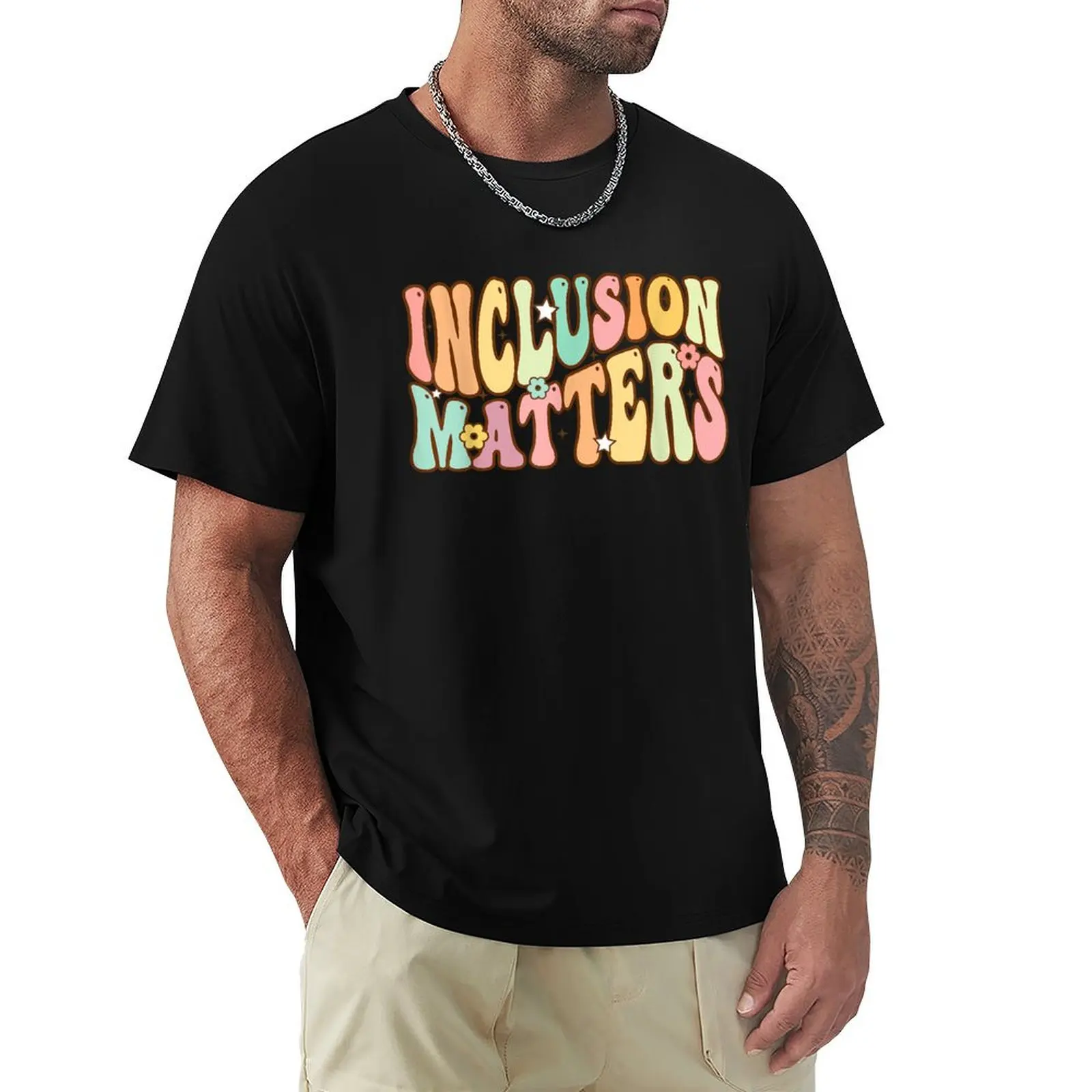 Inclusion Matters Special Education Autism Awareness Teacher T-Shirt Basic Plain Tee for Spring and Summer