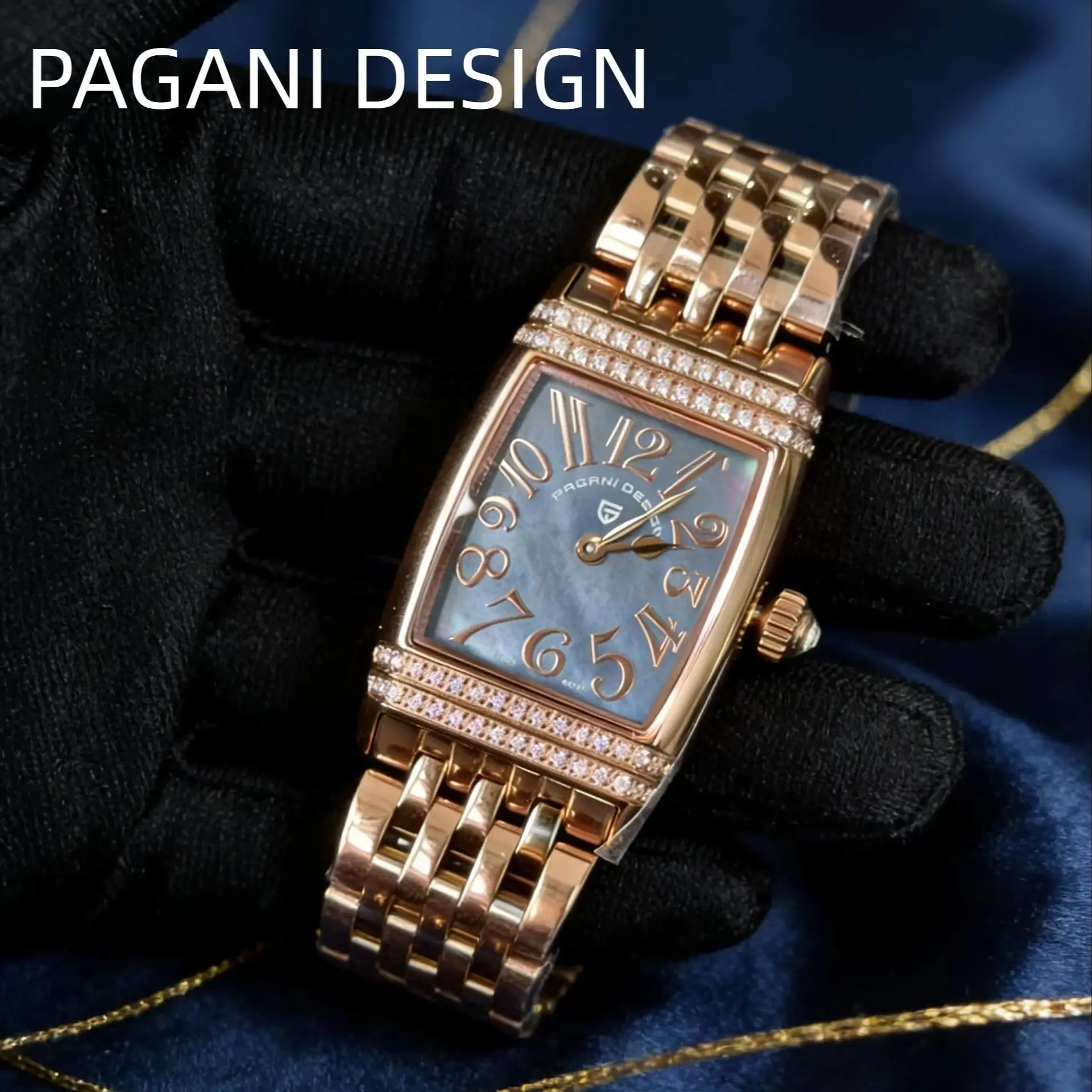 Pagani Design 2026 Damen-Luxusuhr Schweizer Ronda 762 Uhrwerk Saphirglas Diamantlünette Edelstahl-Armband PD1737