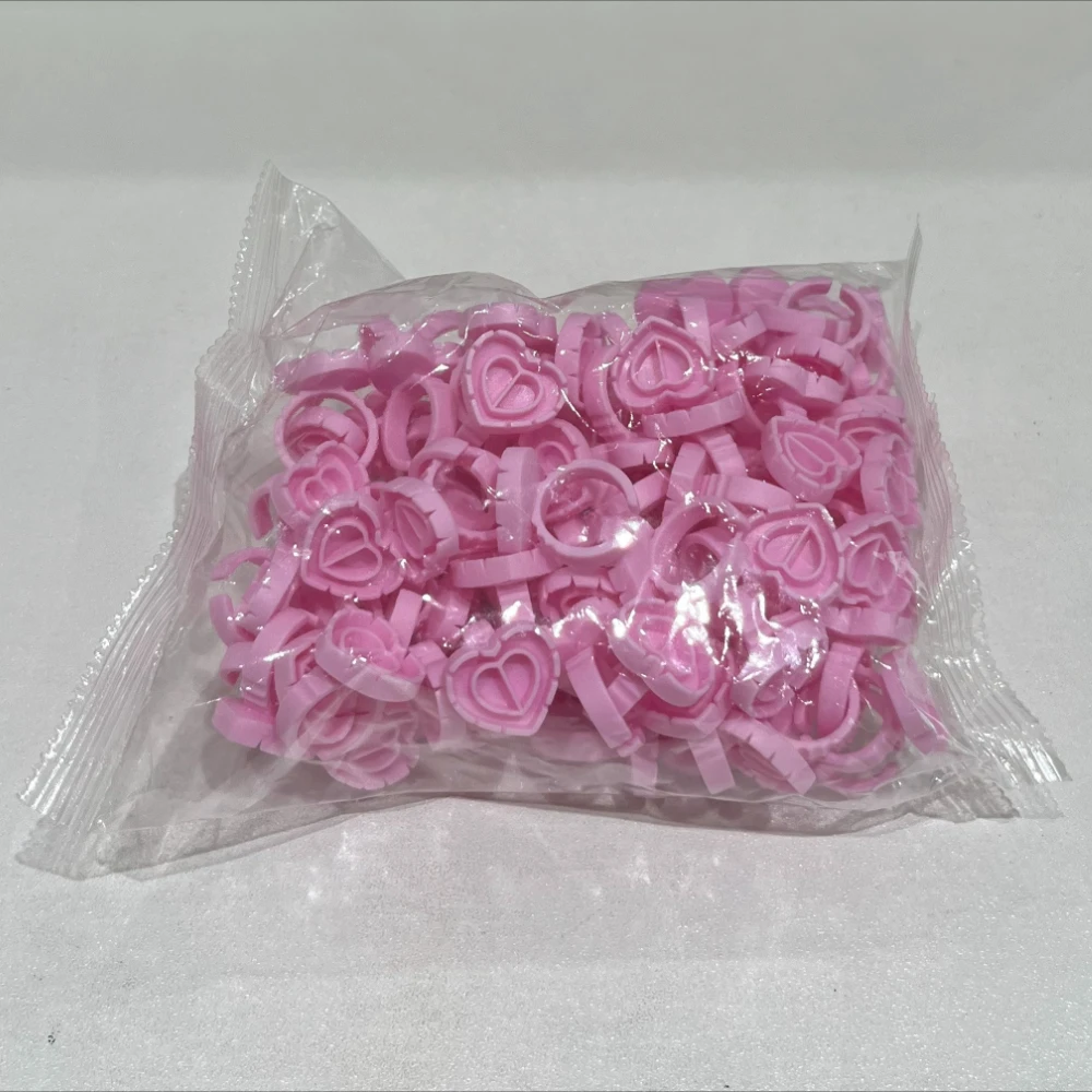 Disposable Heart-shaped Plastic Glue Ring Cup Eyelash Extension Tattoo Pigment Holder Pallet Lash Makeup Supplies Tools 100pcs