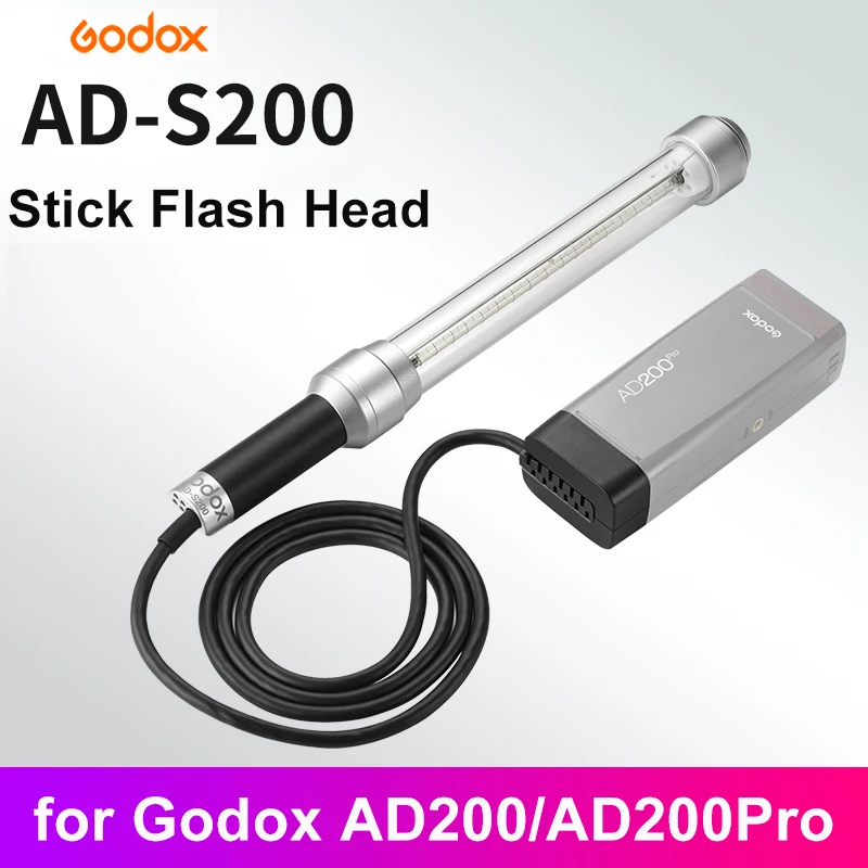 

Godox AD-S200 Stick Flash Head 200Ws 5800K+200K Handheld LED Stick Light for AD200 AD200 Pro Speedlite Flash Light