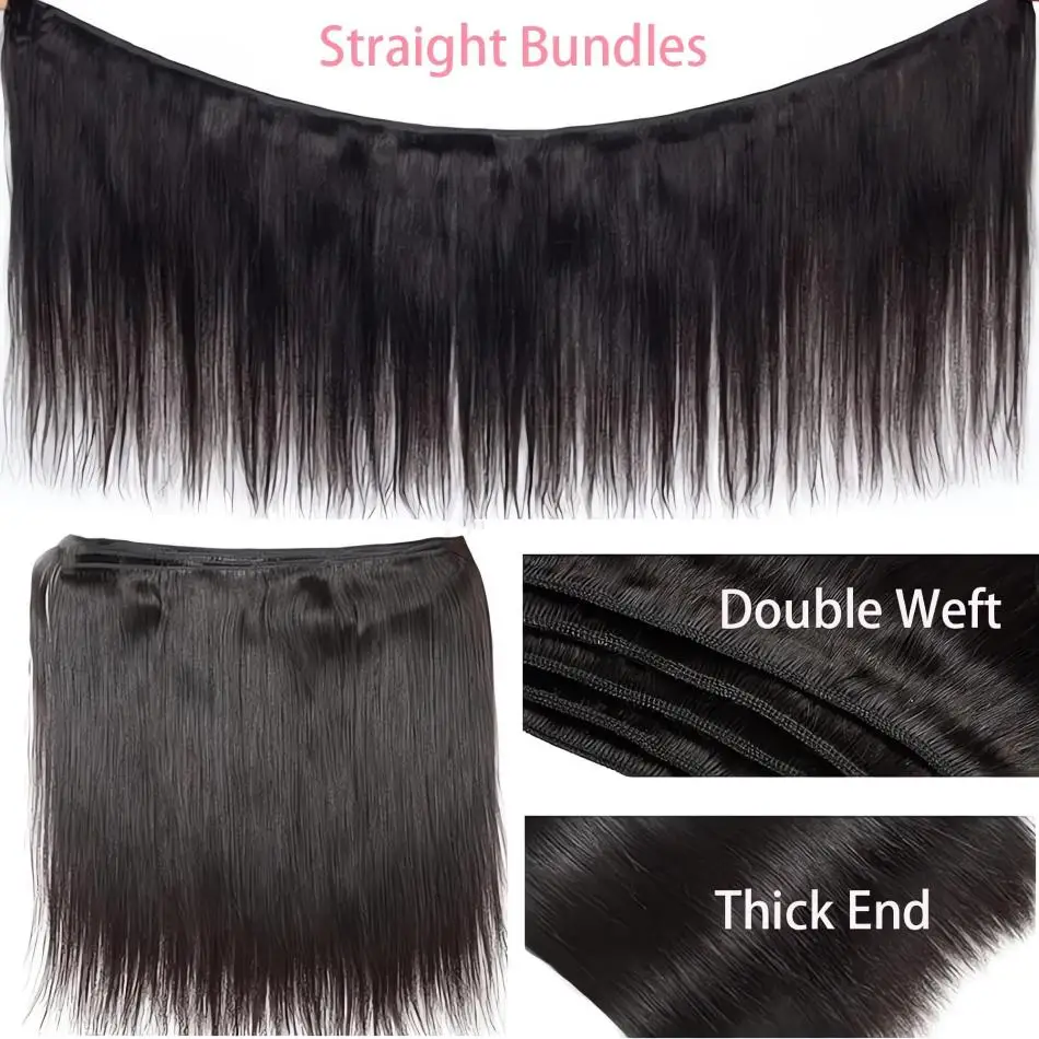 Wiggogo Bone Straight Human Hair Bundles Deals Unprocessed Virgin Hair Extensions Long Thick Brazilian Natural Black Weave Hair
