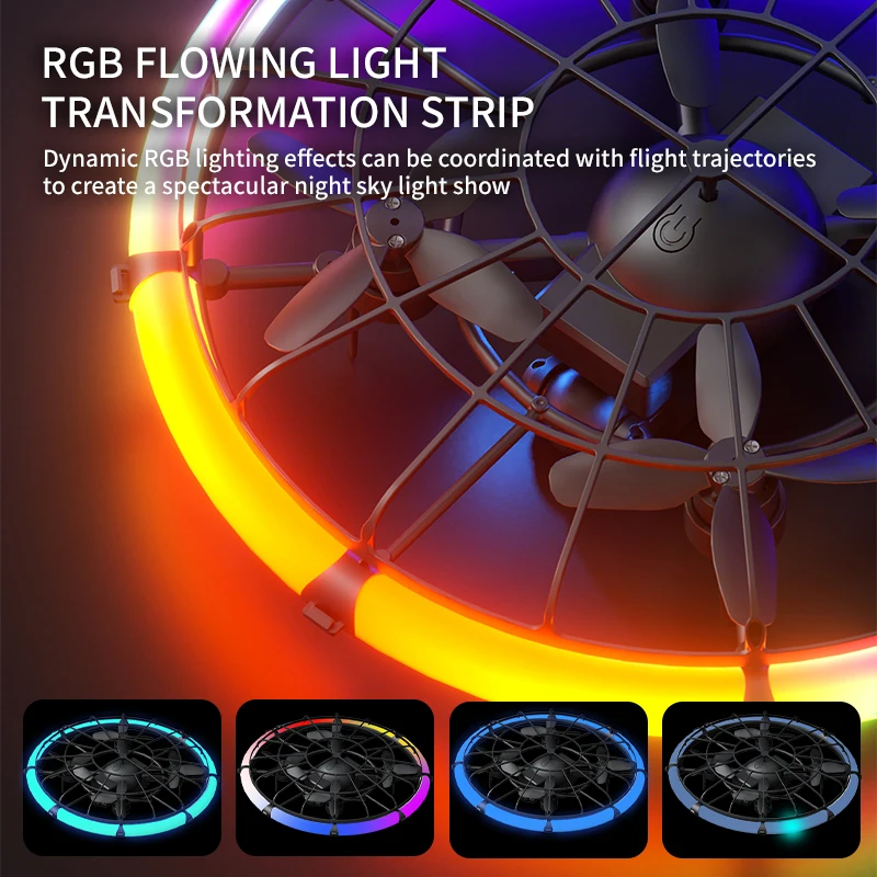 M18 Mini op afstand bestuurbare UFO-drone - Het perfecte cadeau voor kinderen Dynamische RGB-verlichting synchroniseert met vluchtpaden om een b te creëren