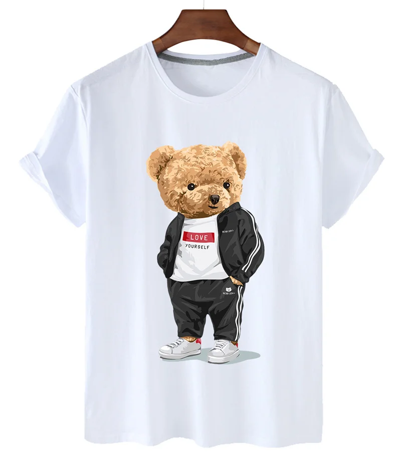 2023 Teddy Bear Harajuku Tshirt For Men Summer T-shirt Short SleeveT-shirt Men's Summer Clothes Comfortable Daily Male T-shirt