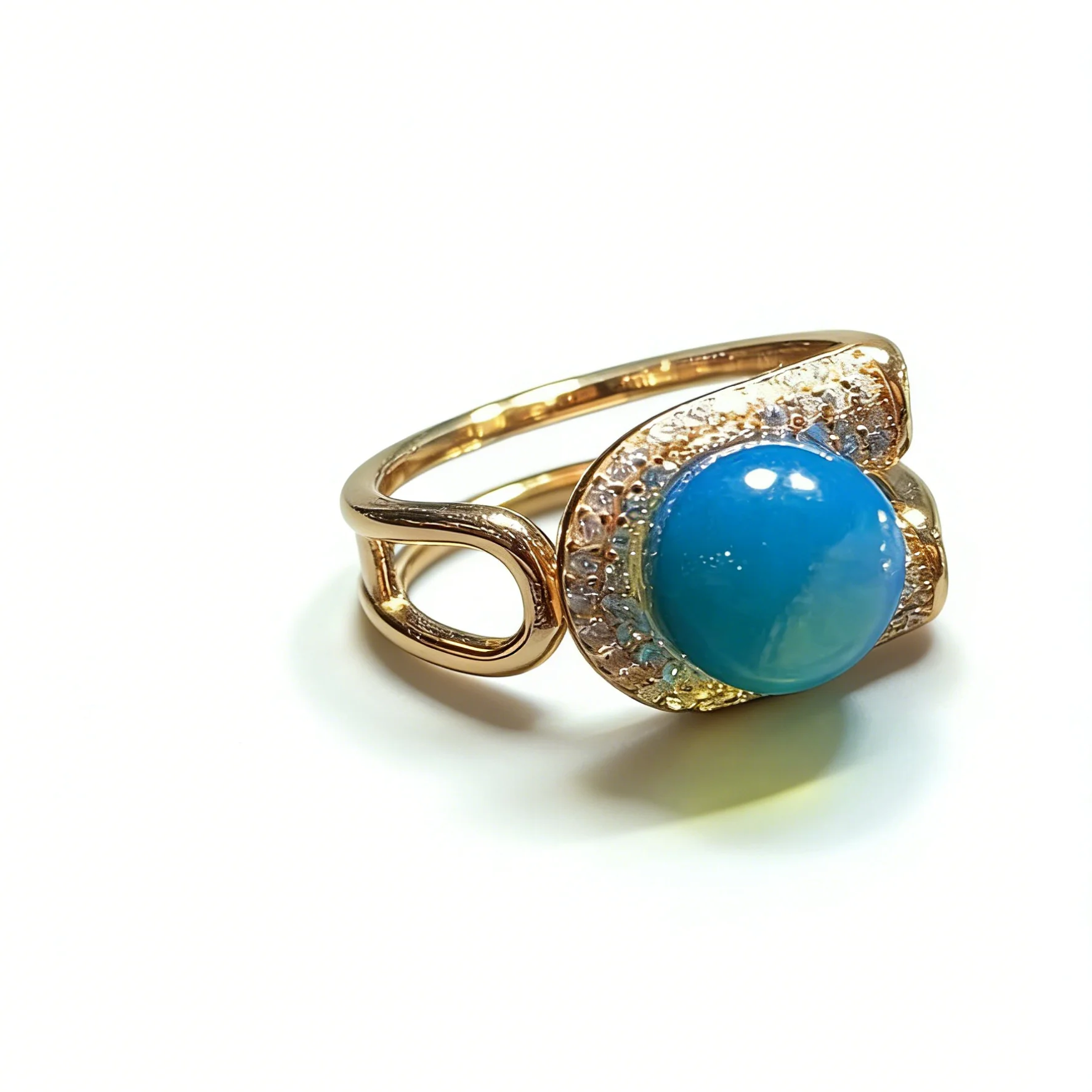 

Sterling Silver Natural Mexican Blue Amber Ring 8mm Hollow Bezel Curved Band Elegant Jewelry Gift for Women Date Night