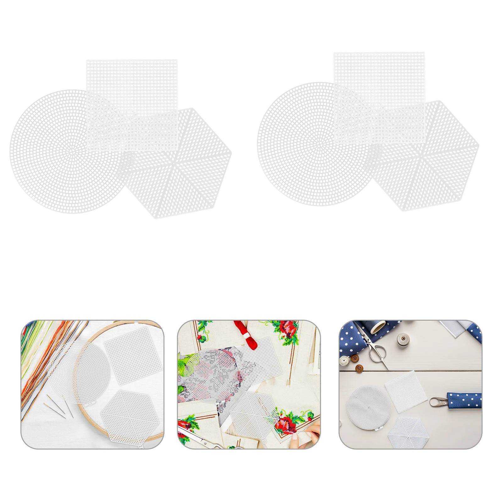 

24 Pcs Cross Stitch Mesh Canvas Shapes Plastic Kit White Embroidery Cloth Fabric