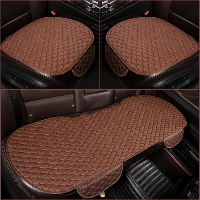 3Pcs Cotton and linen Car Seat Cover Set Universal Car Seat Cover Cushion All Season Car Seat Protector Interior Car Accessories image 3