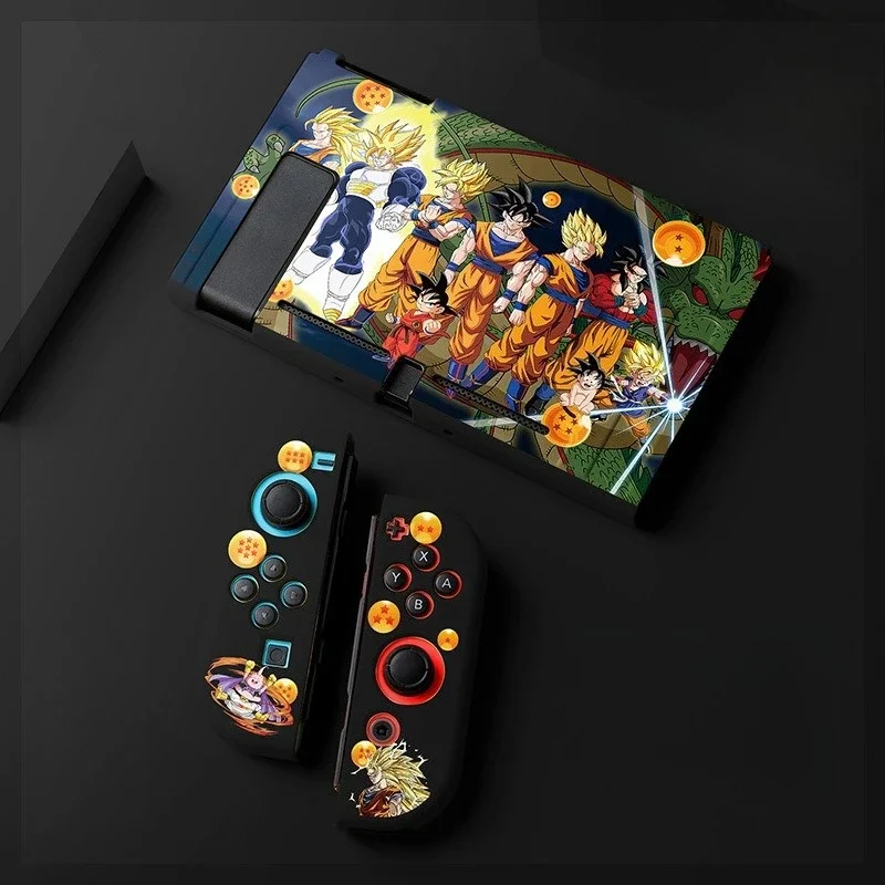 Dragon Ball for Nintendo Switch OLED Matte Soft TPU Case Split Silicone Protective Cover with Goku Design for NS Console