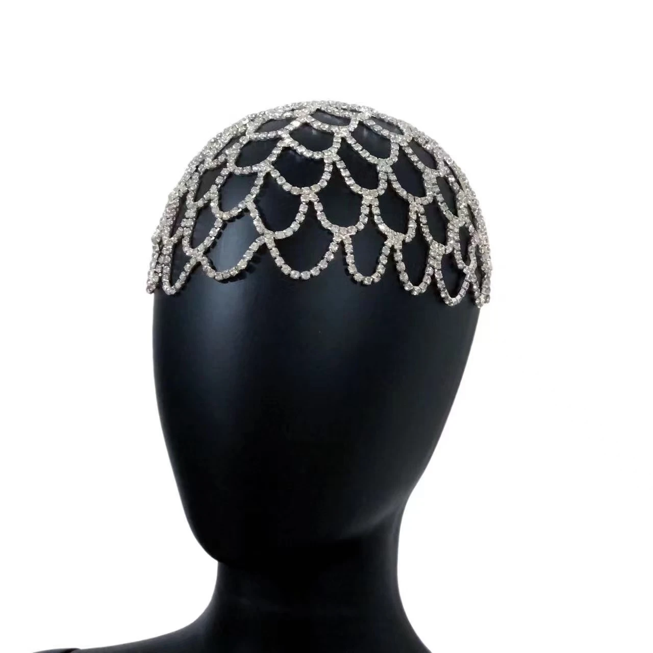 إكسسوارات شعر عصرية فاخرة جديدة رائجة البيع، سلاسل شعر، رؤوس حجر الراين الهندسية، أغطية رأس سلسلة مناسبة #2